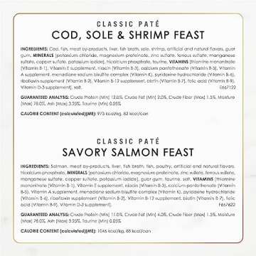 Purina Fancy Feast Seafood Classic Pate Collection Grain Free Wet Cat Food Variety Pack - (2 Packs of 12) 3 oz. Cans