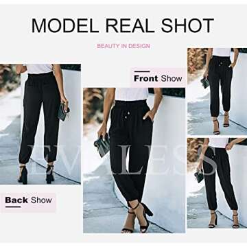 EVALESS Black Women's Stylish Elastic High Waisted Pants