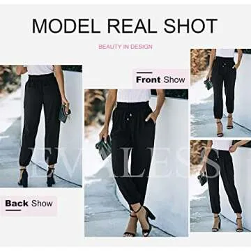 EVALESS Black Women's Stylish Elastic High Waisted Pants