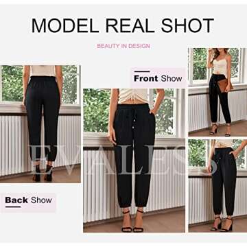 EVALESS Black Women's Stylish Elastic High Waisted Pants