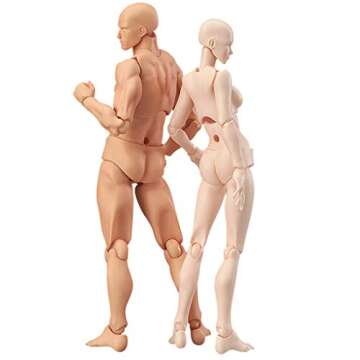 Drawing Figures for Artists Action Figure Model Human Mannequin Man and Woman Set,with Accessories Kit for Sketching, Painting, Drawing, Artist (2 Pcs/Set Action Figure Model with Accessories Kit)