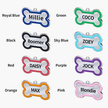 Personalized Engraving Pet ID Tags Small or Large Dog Tags Engraved Both Sides Bone Shape Cat Tag Customized Name Pink Black Purple Red Blue Gift for Pets