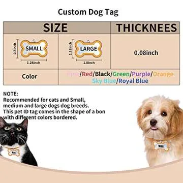 Personalized Engraving Pet ID Tags Small or Large Dog Tags Engraved Both Sides Bone Shape Cat Tag Customized Name Pink Black Purple Red Blue Gift for Pets