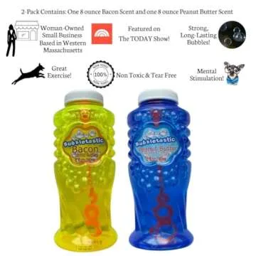 Bacon and Peanut Butter Scented Bubbles for Dogs - One 8oz Bottle of Each! 100% Non Toxic, Tear Free...