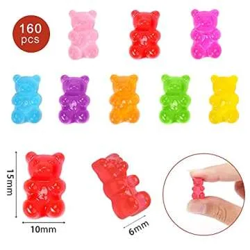 Palksky 160 Pcs Gummy Bear Nail Charms for Nail Art
