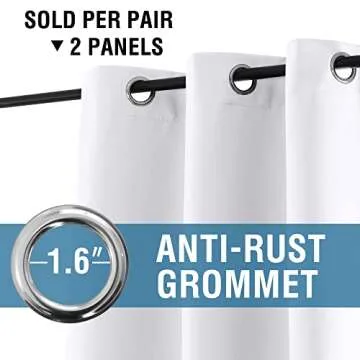 H.VERSAILTEX White Curtains for Bedroom Thermal Insulated Room Darkening Living Room Curtains Gromme...