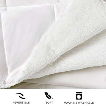UGG Blissful Full/Queen Comforter Set with 2 Pillow Shams Reversible White Comforter Plush Fluffy Warm Bed Set Premium Hypoallergenic Down Alternative Bedding Breathable, Full/Queen, White Snow