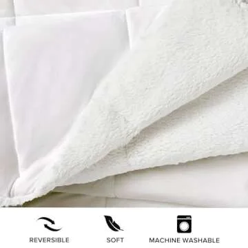 UGG Blissful Full/Queen Comforter Set with 2 Pillow Shams Reversible White Comforter Plush Fluffy Warm Bed Set Premium Hypoallergenic Down Alternative Bedding Breathable, Full/Queen, White Snow