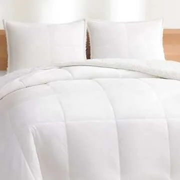 UGG Blissful Full/Queen Comforter Set with 2 Pillow Shams Reversible White Comforter Plush Fluffy Warm Bed Set Premium Hypoallergenic Down Alternative Bedding Breathable, Full/Queen, White Snow