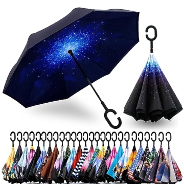 SIEPASA Spar. Saa Double Layer Inverted Umbrella with C-Shaped Handle, Anti-UV Waterproof Windproof ...