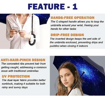 SIEPASA Double Layer Inverted Umbrella with C-Shaped Handle