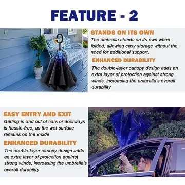 SIEPASA Double Layer Inverted Umbrella with C-Shaped Handle