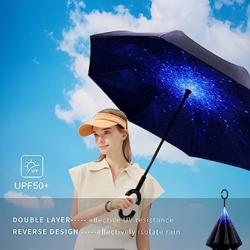 SIEPASA Double Layer Inverted Umbrella with C-Shaped Handle