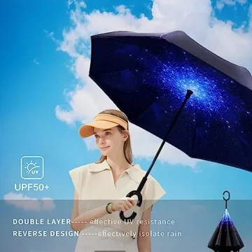 SIEPASA Double Layer Inverted Umbrella with C-Shaped Handle