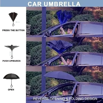 SIEPASA Double Layer Inverted Umbrella with C-Shaped Handle