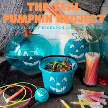 Teal Pumpkin Halloween Buckets 2 Pack for Allergy-Friendly Fun