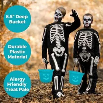 Teal Pumpkin Halloween Buckets 2 Pack for Allergy-Friendly Fun