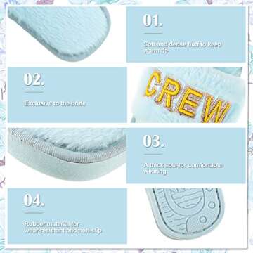 Jiuguva 6 Pairs Wedding Slippers Fuzzy I Do and I Do Crew Slipper Maid and Matron of Honor Slipper f...