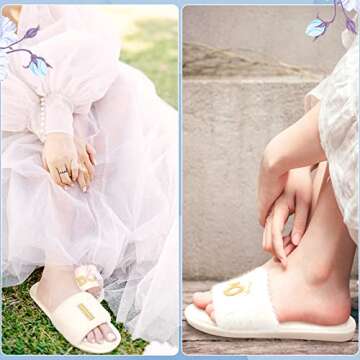 Jiuguva 6 Pairs Wedding Slippers Fuzzy I Do and I Do Crew Slipper Maid and Matron of Honor Slipper for Bride Bridesmaid Gifts for Wedding Day Bridal Shower Bachelorette Party(I Do Style,Medium)