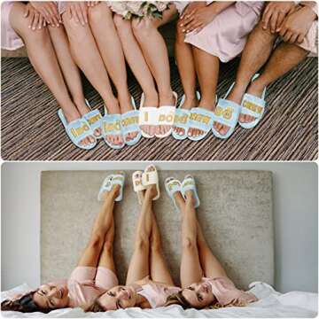 Jiuguva 6 Pairs Wedding Slippers Fuzzy I Do and I Do Crew Slipper Maid and Matron of Honor Slipper for Bride Bridesmaid Gifts for Wedding Day Bridal Shower Bachelorette Party(I Do Style,Medium)