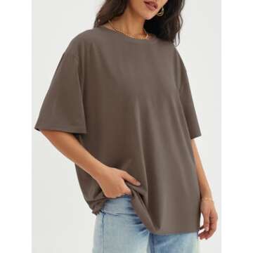 ATHMILE Women's Oversized T-Shirt Casual Summer Blouse