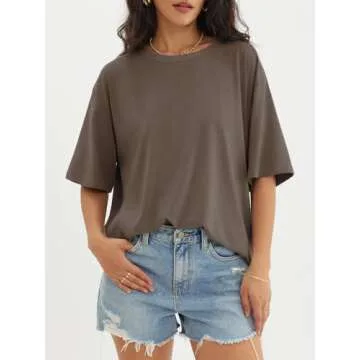 ATHMILE Women's Oversized T-Shirt Casual Summer Blouse