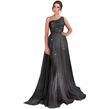 MARSEN One Shoulder Sequin Prom Dress - Elegant Glamour