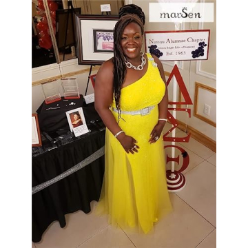 MARSEN One Shoulder Sequin Prom Dress - Elegant Glamour