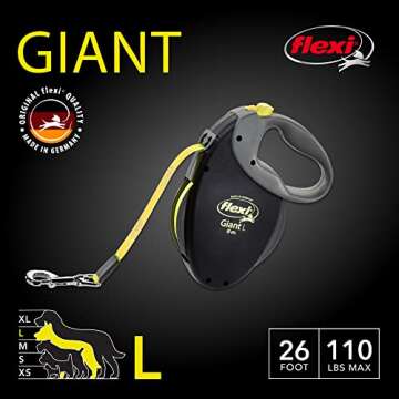FLEXI Giant Tape Retractable Dog Leashes for Large Dogs Upto 110 lbs. – 26 ft., Black | Tangle Fre...