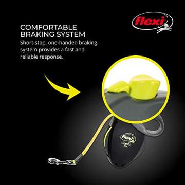 FLEXI Giant Tape Retractable Dog Leashes for Large Dogs Upto 110 lbs. – 26 ft., Black | Tangle Free Pet Walking Leash with One-Handed Brake, Pause, Lock|German Quality Product