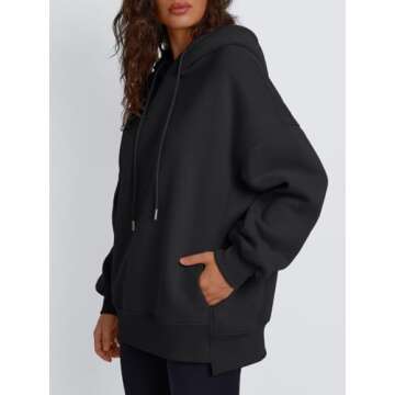 Trendy Queen Womens Oversized Hoodies Fall Fashion 2025 Casual Long Sleeve Sweatshirts Y2k Outfits Winter Clothes Black XL