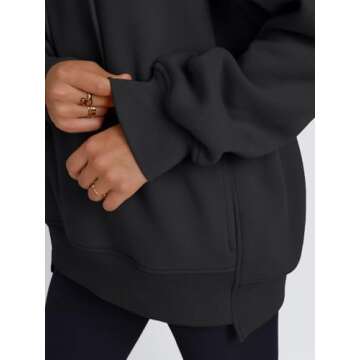 Trendy Queen Womens Oversized Hoodies Fall Fashion 2025 Casual Long Sleeve Sweatshirts Y2k Outfits Winter Clothes Black XL