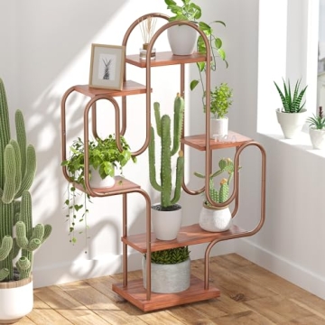 Tikea Cactus Plant Stand Indoor, Corner Plant Shelf for Indoor Plants Multiple, 6 Tiered Metal Plant...