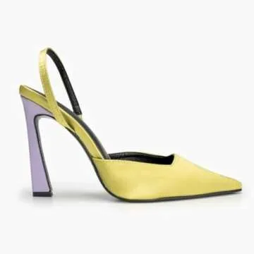 Kluolandi Women's Slingback Pumps Closed Toe Stiletto High Heels Dress Wedding Party Satin Pumps Sho...