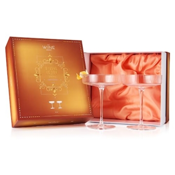 Vintage Art Deco Coupe Glasses Set - 7 oz Ribbed Crystal