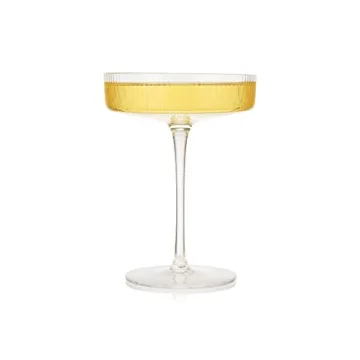 Vintage Art Deco Coupe Glasses Set - 7 oz Ribbed Crystal