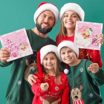 40pcs Christmas Napkins Decorations,Pink Merry Christmas Napkins, Santa Snowflake Napkins for Xmas Winter Holiday Party Christmas Birthday Party Supplies