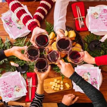 40pcs Christmas Napkins Decorations,Pink Merry Christmas Napkins, Santa Snowflake Napkins for Xmas Winter Holiday Party Christmas Birthday Party Supplies