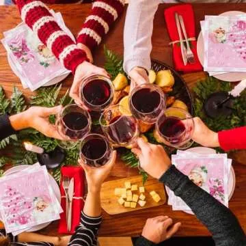 40pcs Christmas Napkins Decorations,Pink Merry Christmas Napkins, Santa Snowflake Napkins for Xmas Winter Holiday Party Christmas Birthday Party Supplies