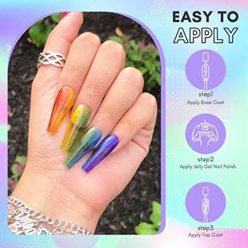 Makartt Gel Nail Polish Kit, 6 Colors Pink Blue Green Pastel Jelly Gel, 8ML Crystal Soak Off for Spr...