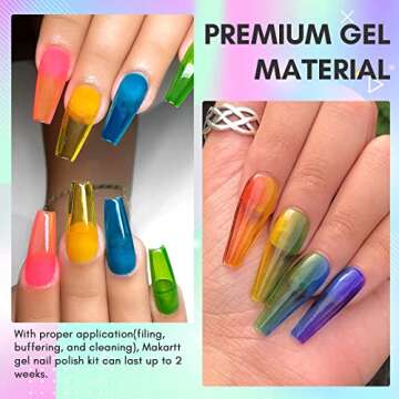 Makartt Gel Nail Polish Kit, 6 Colors Pink Blue Green Pastel Jelly Gel, 8ML Crystal Soak Off for Spring Nail Art, Manicure & Salon Use, Holiday Gift