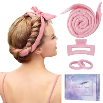 Upgraded 60" Extra Long Soft Heatless Hair Curlers to Sleep In, No Heat Hair Rollers (Pink)