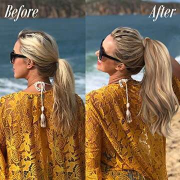 SOFEIYAN Curly Ponytail Extension 15 Inch Natural Waves