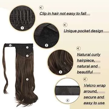 SOFEIYAN Curly Ponytail Extension 15 Inch Natural Waves