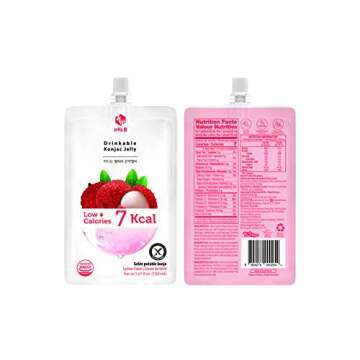 JELLY B Drinkable Konjac Jelly (10 Packs of 150ml) - Healthy and Natural Weight Loss Diet Supplement Foods, 0 Gram Sugar, Low Calorie, Only 7 kcal Each Packets, (Lychee)