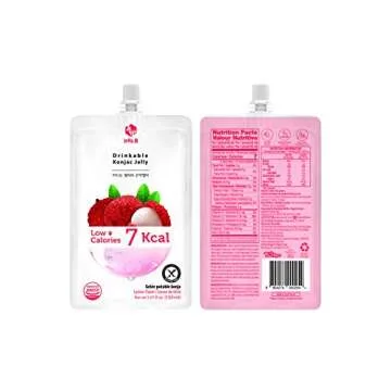 JELLY B Drinkable Konjac Jelly (10 Packs of 150ml) - Healthy and Natural Weight Loss Diet Supplement Foods, 0 Gram Sugar, Low Calorie, Only 7 kcal Each Packets, (Lychee)