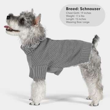 cyeollo Dog Sweaters Turtleneck Knitted Sweater with Leash Hole Winter Pet Clothes Dog Sweaters for ...