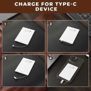 2500mAh Power Bank with Type C Adapter Mini,Back-up Phone Battery Pack Ultra Slim, Thin External Phone Battery Pack Emergency Phone Power Built-in Charging Cable for Android Type-C and Apple