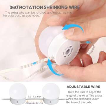 HELOIE Led Vanity Mirror Lights,15 Ft Vanity Lights for Makeup Dressing Mirror Lighting,10 Dimmable Bulbs,Adjustable Light Color & Brightness,USB Cable,Mirror not Included