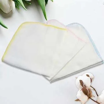 Gvhntk 15 Pcs Baby Washcloths 2 Layer Gauz Soft Baby Bib Wash Face Msulin Washcloths Cotton Burp Cloth Gauze Handkerchief Gentle for Newborns Infants Toddlers（Yellow red Blue） (11.8 x 11.8 inch)